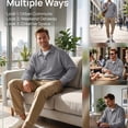 thumbnail image 6 of Mens Waffle Knit Polo Pullover Sweatshirt Long Sleeve Casual Textured Fall Sweater Top, 6 of 9