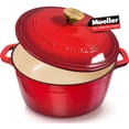 thumbnail image 1 of MÜELLERHOME Horno holandés de hierro fundido esmaltado de 4.5 cuartos, cacerola resistente y sartén para estofado con tapa y perilla de acero inoxidable, apto para horno hasta 500 °F y en todas las es, 1 of 5
