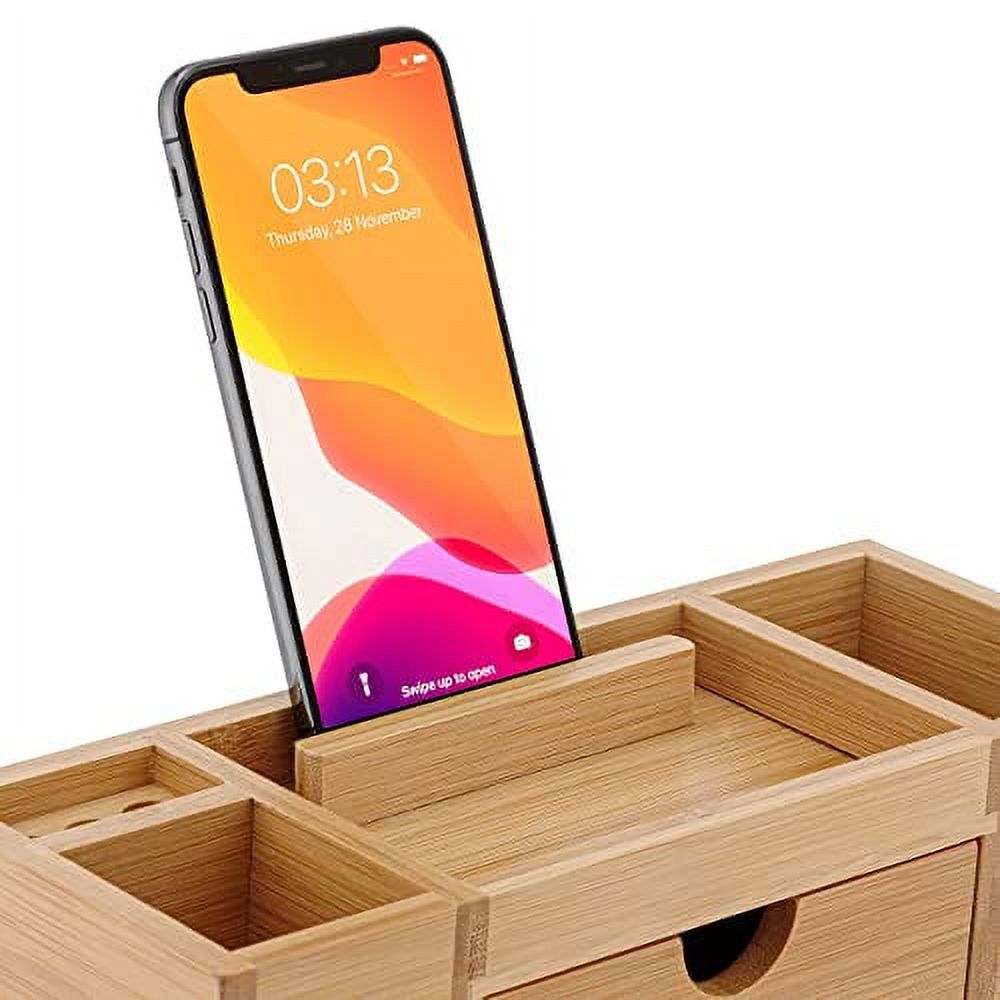 TROEX Wood with Drawers Storage Compartments Pen Phone Desktop Organizer and Pencil Holder Type