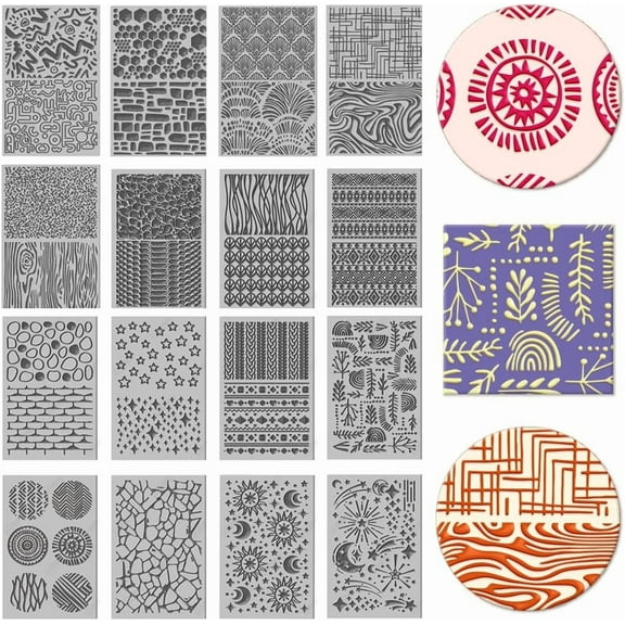 16 Sheets 16 Styles Natural Knitted Texture Polymer Clay Texture Mat Sun Moon Stars Modeling Pattern Pad Texture Sheets DIY