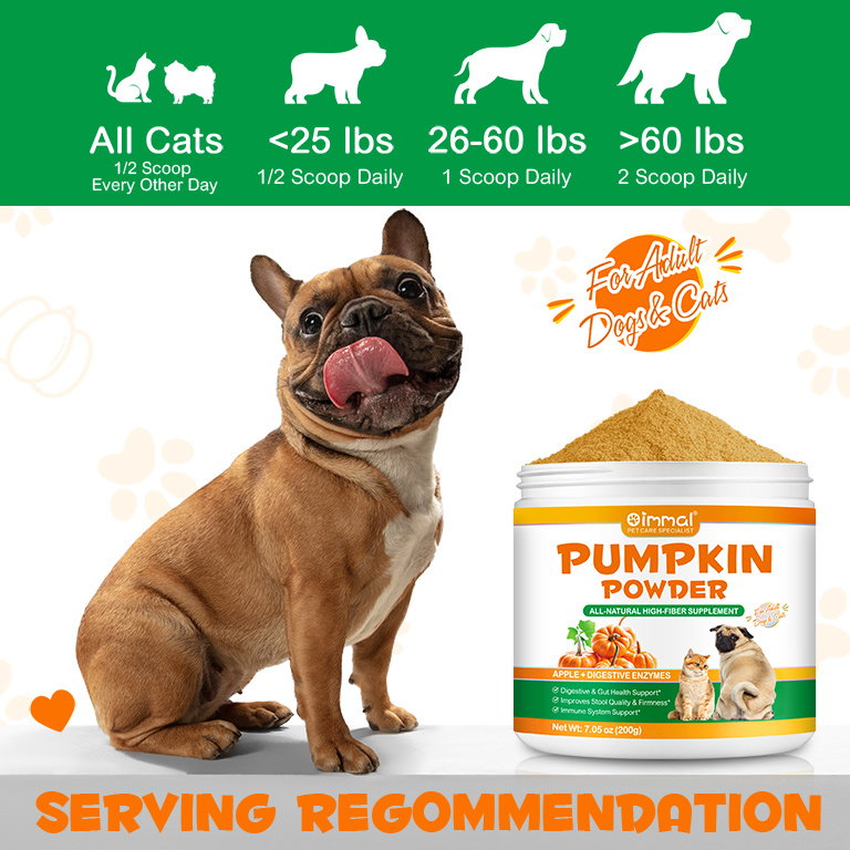 Oimmal Pumpkin for Dogs & Cats, All Natural Fiber with Digestive Enzymes, Apple, Healthy Stool & Digestive Support, Diarrhea, Constipation Relief, Pumpkin Powder for to Make Puree 2Pack