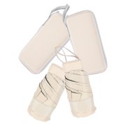 Raindrops Compact Automatic Folding Travel Umbrella with Breeze Vent - Small Lightweight Beige Rain