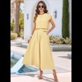 thumbnail image 4 of Conjunto de Falda de Verano para Mujer, 2 Piezas, Top de Corta, Cintura Elástica, Vestido con Bolsillos, Amarillo , Talla XL, 4 of 10