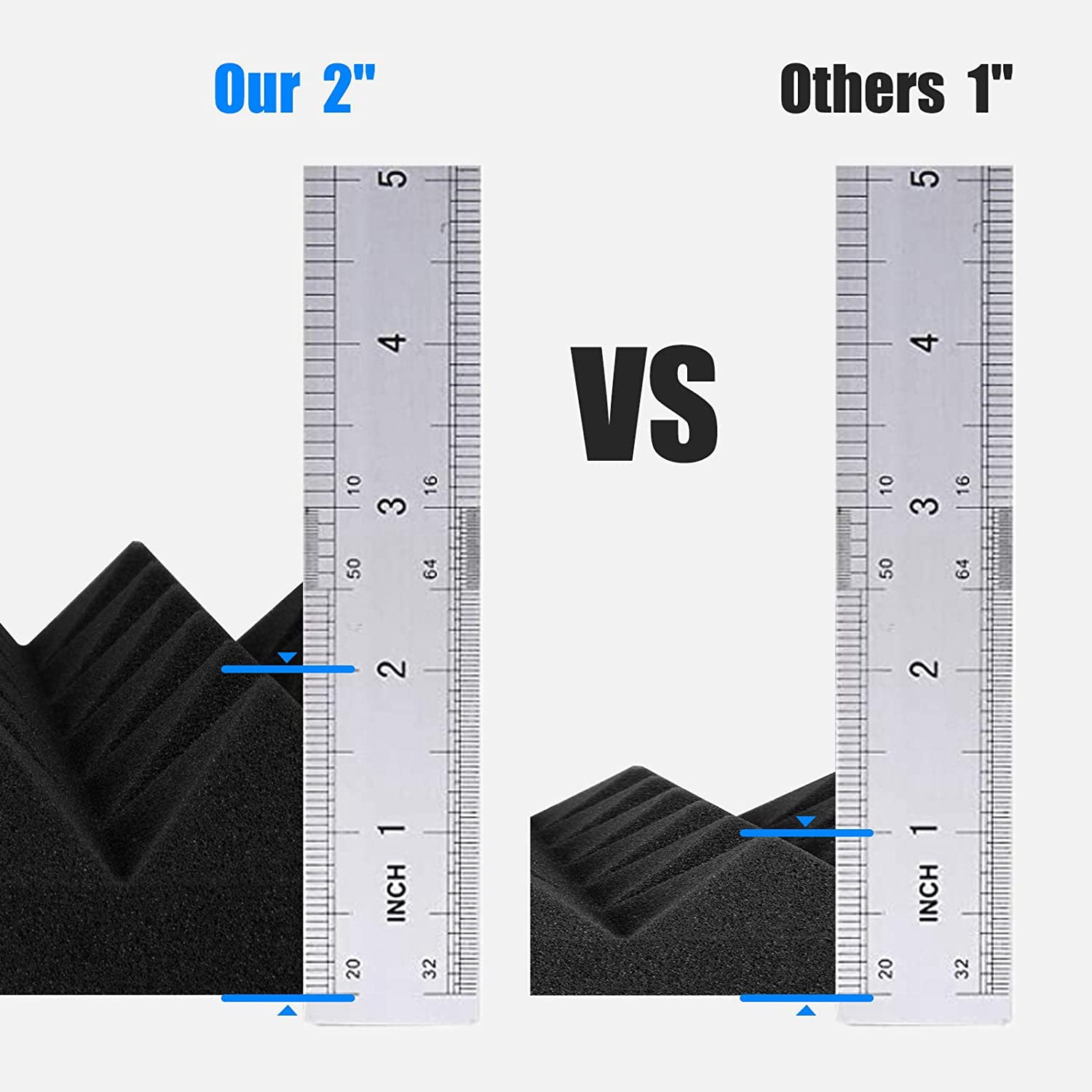 12Pcs Soundproof Foam Panels,2 Inch x 12 Inch x 12 Inch Pyramid Shaped Acoustic Panels for Wall,Studio, Home and Office