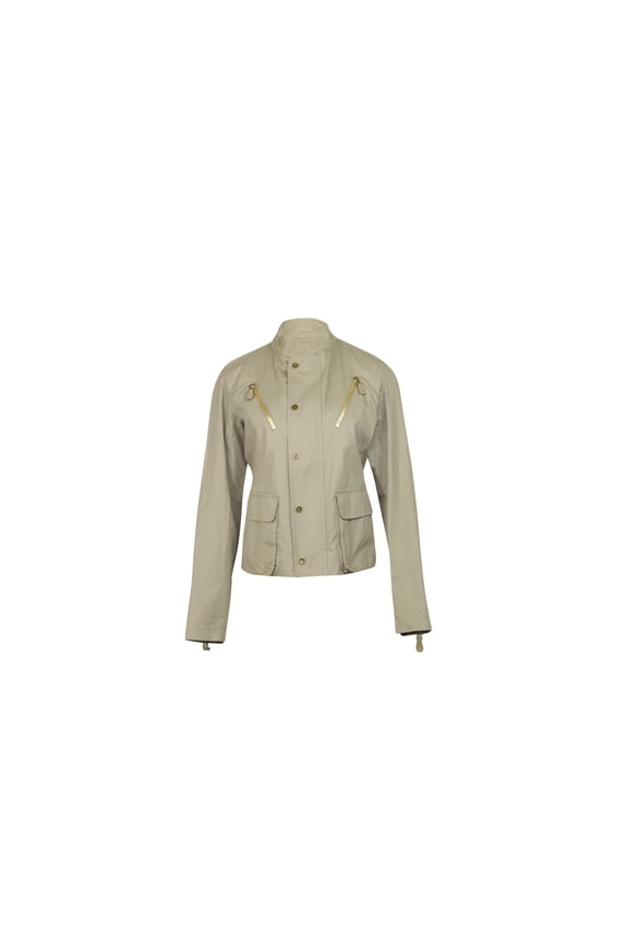 Pre-Owned Bottega Veneta Mandarin Collar Jacket in Beige Cotton