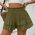 thumbnail image 2 of Lenpel Women's Shorts Trendy Ruffle Elastic High Waisted Layered Pleated Wide Leg Casual Shorts Summer Beach Shorts, 2 of 7