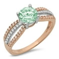 thumbnail image 2 of 1.27 ct Round Cut Simulated Green Diamond Solitaire with Accents Engagement Ring for Women in 18K White/Rose Gold, 2 of 2