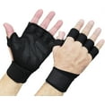 thumbnail image 1 of par (L) de guantes deportivos acolchados de cuero con muñequera, antideslizantes y ventilados, para levantamiento de pesas, dominadas, entrenamiento, patinaje sobre ruedas, mujeres y hombres, 1 of 5