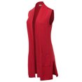 thumbnail image 2 of A2Y Women's Open Front Long Sleeveless Draped Side Pockets Vest Knit Sweater Red S, 2 of 6
