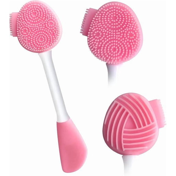 Portable Pink Silicone Skincare Tool Set for Facial Cleansing Exfoliation Blackhead Removal and Mask Application