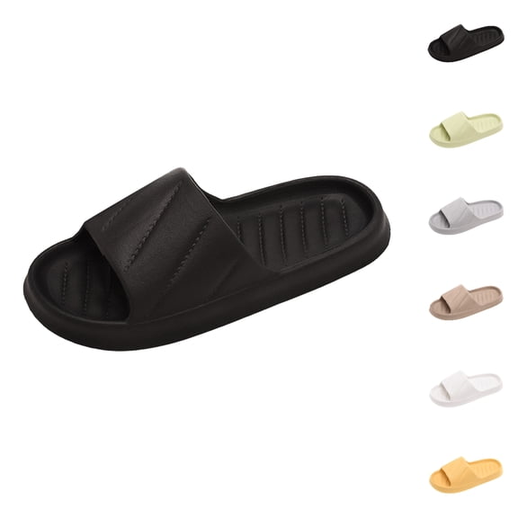 HNMKIU Men's and Women's Summer Thick Soled Indoor Slippers Leisure Bathroom Soft Soled Sandals Black,6