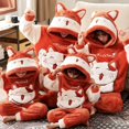 thumbnail image 3 of Conjuntos de Pijamas gruesos para padres e hijos, ropa de dormir de Anime para hombres y mujeres, ropa de dormir de dibujos animados de gato, trajes coreanos con capucha para invierno, 3 of 4
