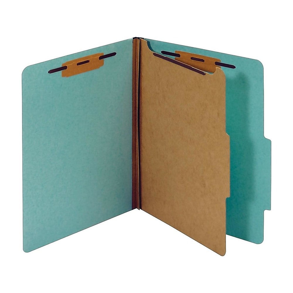 Staples Pressboard Classification Folders 2/5 Top Tab Ltr 1 Div Lt Blue