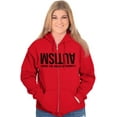 thumbnail image 4 of Autism Seeing the World Differently Unisex Fleece Graphic Zip Up Hoodie Brisco Brands 4X, 4 of 5