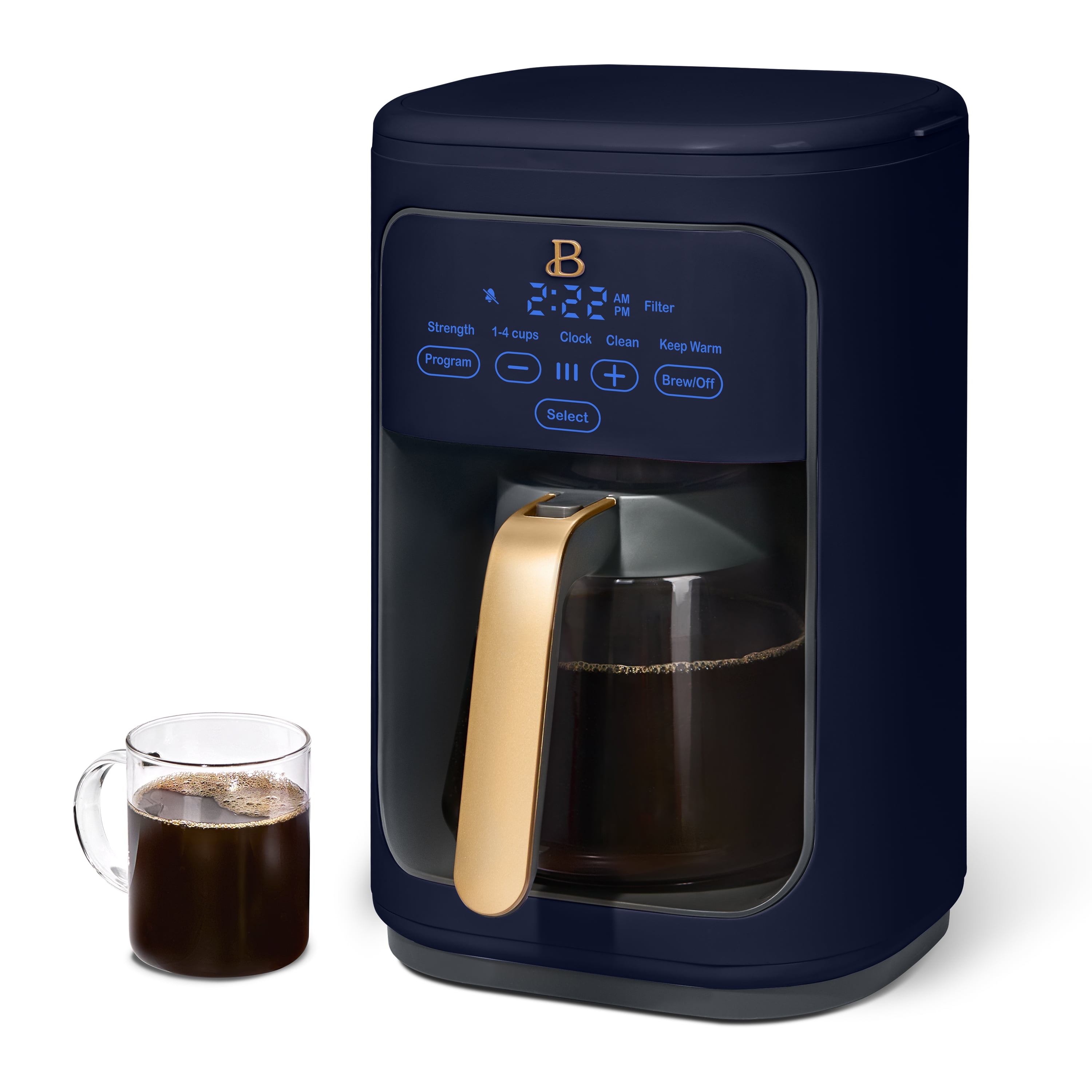 Beautiful 14-Cup Programmable Drip Coffee Maker with Touch-Activated Display, Starry Night by Drew Barrymore, Blue