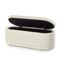 thumbnail image 5 of Oval Storage Ottoman Bench, Upholstered Boucle Teddy Fabric End of Bed Bench with Storage, End of Bed Stool with Safety Hinge for Bedroom, Living Room, Entryway, 5 of 8