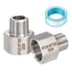 thumbnail image 1 of Uxcell 2Pcs Adaptador de rosca de tubo forjado de acero inoxidable 304, hembra de 3/4" NPT a macho de 1/2" NPT, 1 of 6