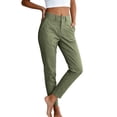 thumbnail image 6 of CQONEPT Womens Work Pants Dressy Casual Straight Leg High Waist Cargo Ankle Pants Button Slim Cropped Trousers with Pockets Chino Pant for Outdoor Daily Wear L, 6 of 6