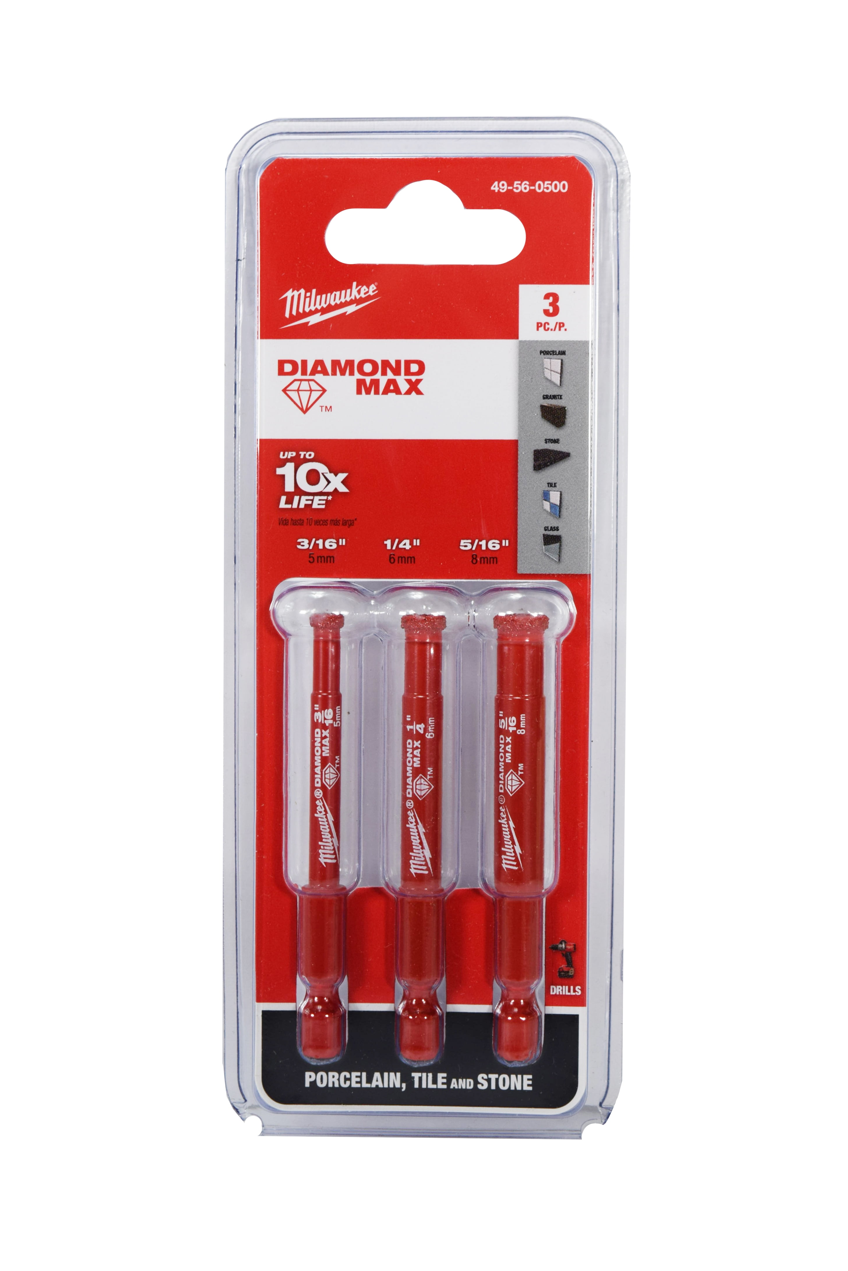 Milwaukee 49560500 Diamond Max Diamond Grit Hole Saw 3 Piece Set