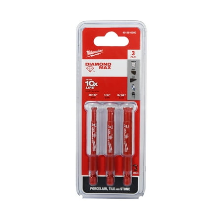 UPC: 0045242596621 | Milwaukee 49-56-0500 Diamond Max Diamond Grit Hole Saw 3 Piece Set
