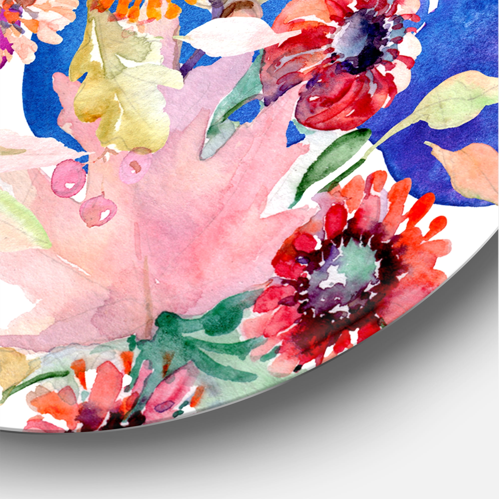 Designart 'Wildflowers and Vibrant Wild Spring Leaves IV' Modern Circle Metal Wall Art 29x29 - Disc of 29