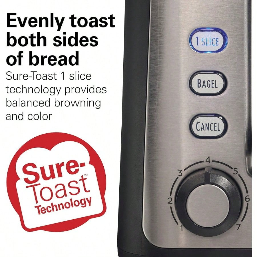 Gourmet 2 Slice Slot Toaster with Extra Long and Wide Slots SureToast Technology Shade Selector with 7 Browning Levels Bagel Setting Matte Black and Stainless Steel 22996