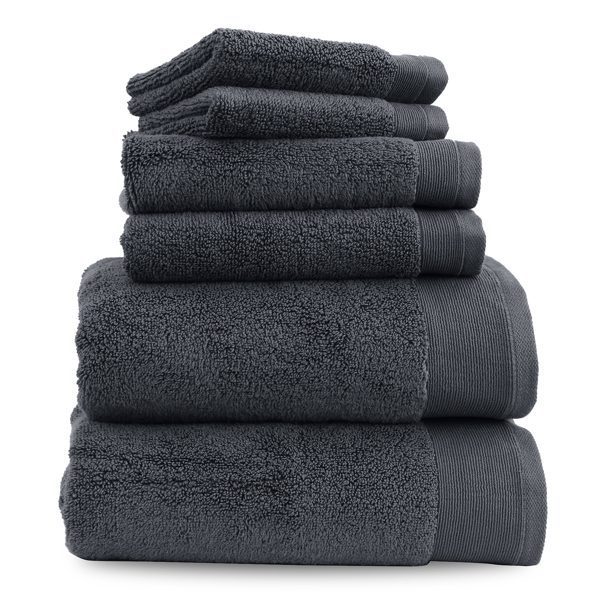 Terry Hand Towels for and Charcoal Set of 6