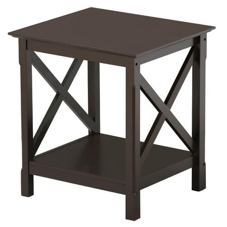 Topeakmart 2 Tiers X-Design Wood End Table Storage Display End Table