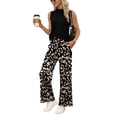 thumbnail image 3 of WIHOLL Two Piece Sets For Women Vacation Spring Summer Outfits Sleeveless Mock Neck Fashion Clothing Wide Leg Pants, 3 of 11