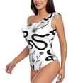 thumbnail image 5 of Daiia Hand Drawn Snake Women's One Piece Swimsuits Personalized One Shoulder Swimwear Asymmetric Ruffle Bathing Suits-Medium, 5 of 8