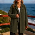 thumbnail image 5 of DeHolifer Women's Coat Plus Size Fleece Lapel Button Down Solid Color Mid-Length Winter Warm Outwear Army Green, 5 of 5