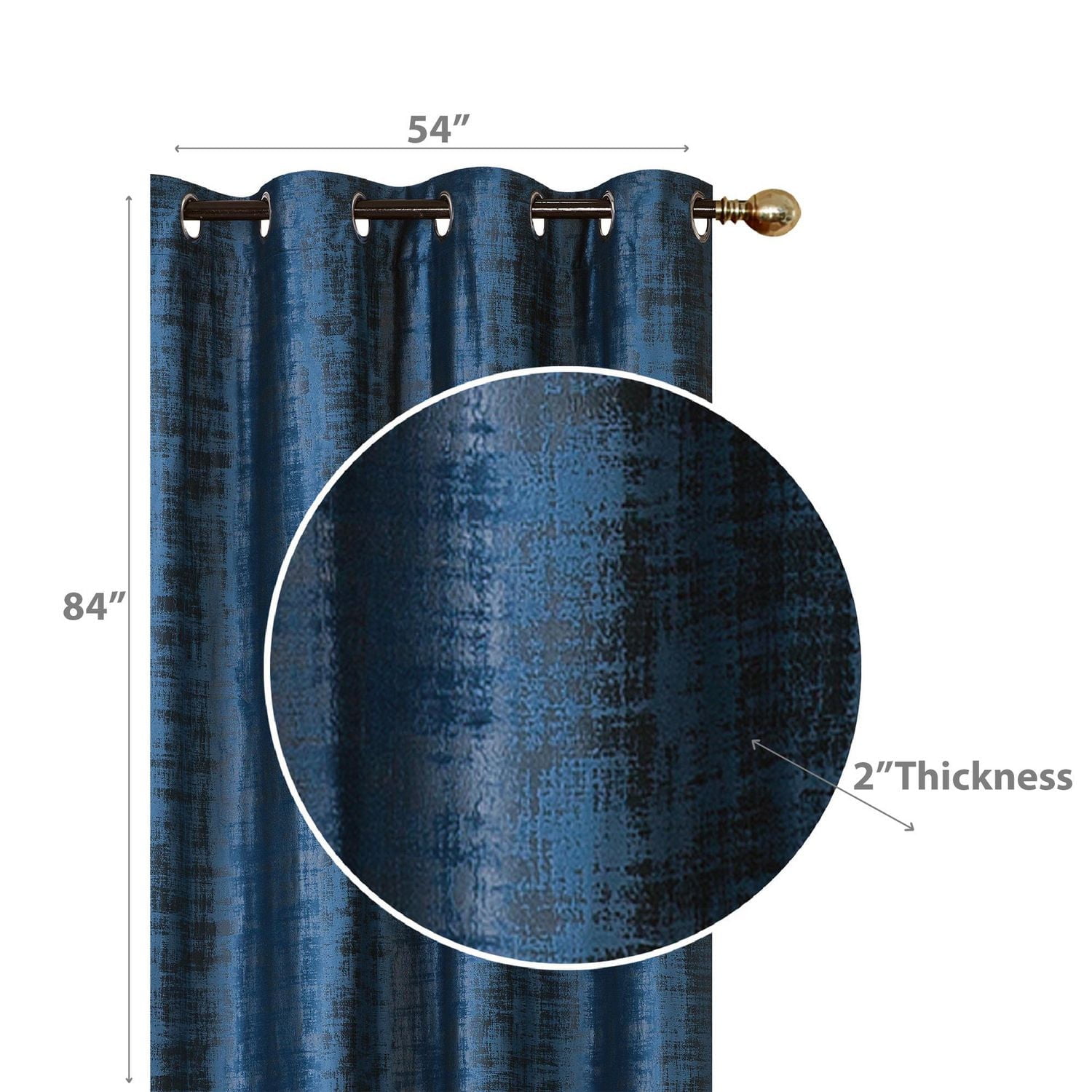 Panneau En Caoutchouc En Relief Et Œillets Bleu Marine - Ensemble De 2