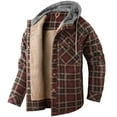 thumbnail image 6 of Mr.Stream Men's Sherpa Lined Fleece Coats Work Plaid Flannel Snap Hooded Jackets 3252 Coffee 2XL, 6 of 7