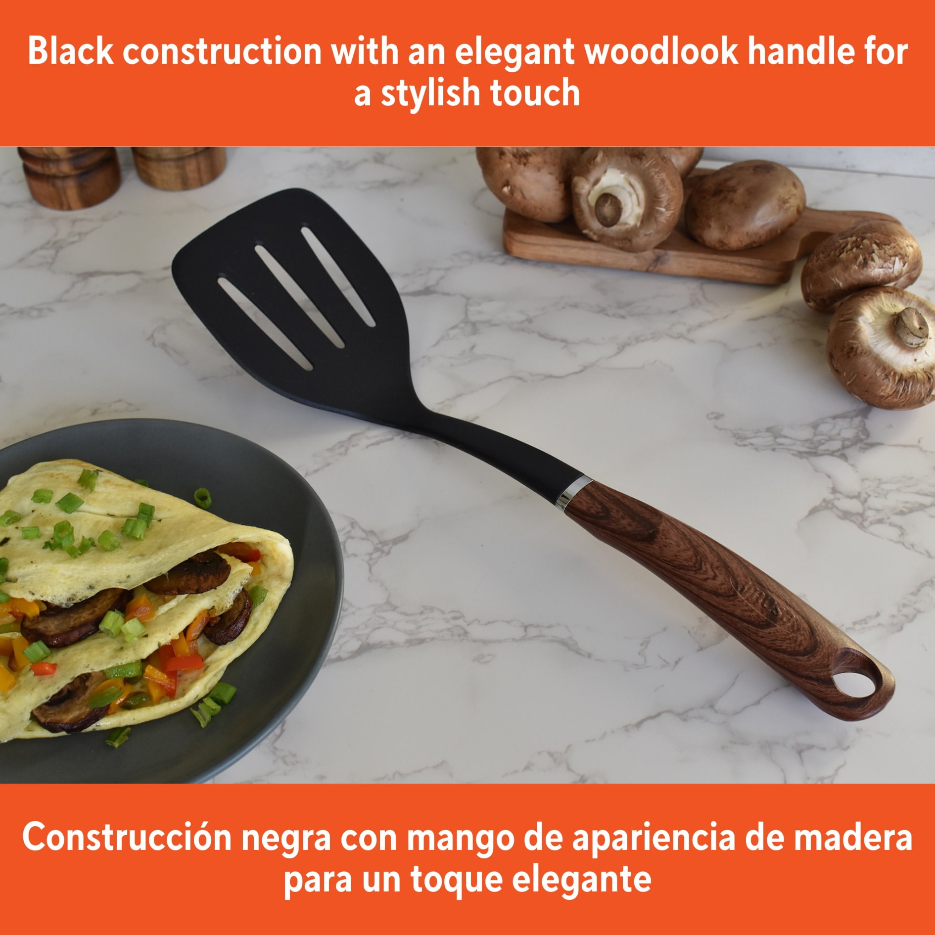 (2 pack) IMUSA Chef WL Slotted Turner with Wood Look Handle