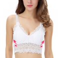thumbnail image 2 of FANTADOOL Sexy Women Lace Crochet Bralette Bralet Bra Bustier Crop Top Floral Cami Padded Tank Tops bra-White, 2 of 9
