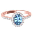 thumbnail image 2 of Mauli Jewels Rings for Women 2.45 Carat Diamond and Oval Shaped Blue Topaz Ring 4-prong 10K Rose Gold, 2 of 6