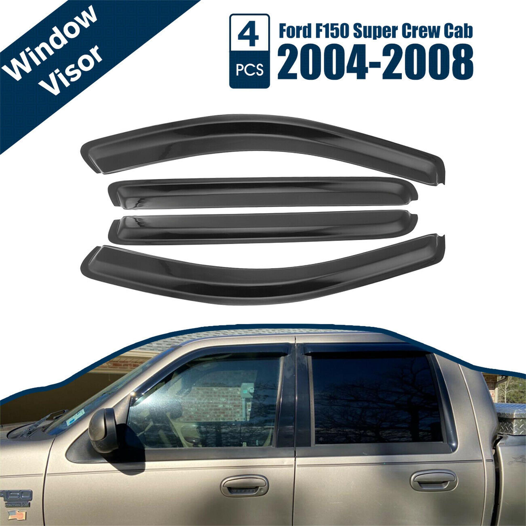 Window Visors 3D Wavy Mugen Rain/Sun Vent For 2004-08 Ford F-150 Super Crew Cab