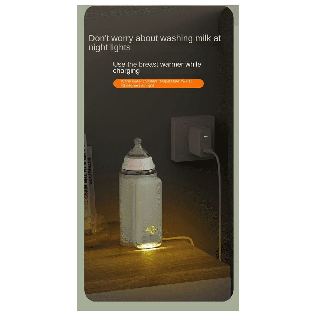 Bottle Heating Jacket 6Levels Adjustment Temperature Display Night Light Lighting Portable Baby Bottle Heater 6000Amh A