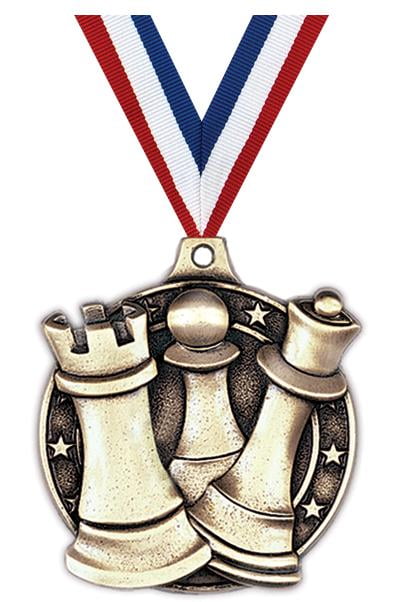 Express Medals Various 10 Pack Styles of Chess Award Medals with Neck Ribbons Trophy Award Prize Gift 