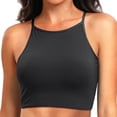 thumbnail image 2 of Women's Plus Size Swim Top Solid Color Adjustable Straps Removable Pads Racerback Tankini Top Summer Beach Pool Bathing Suit Black, 2 of 5