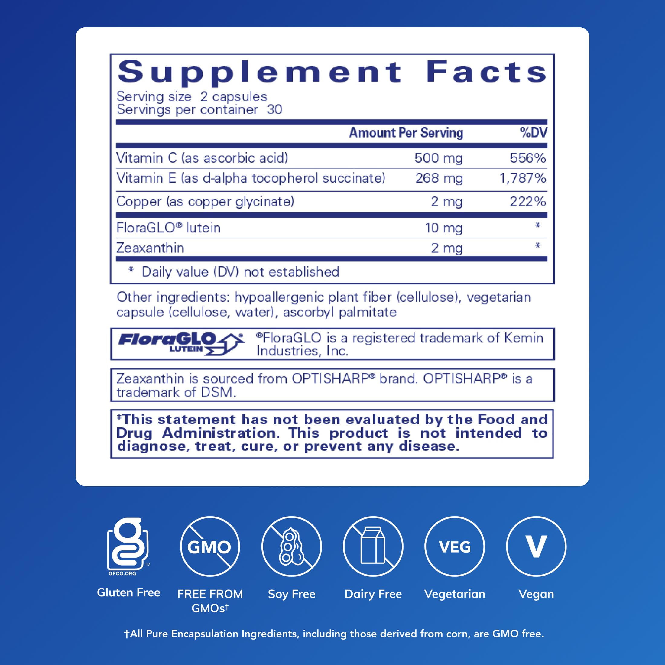 Pure Encapsulations EyeProtect Basics Without Zinc | Key Antioxidant Support for Eye Health* | 60 Capsules