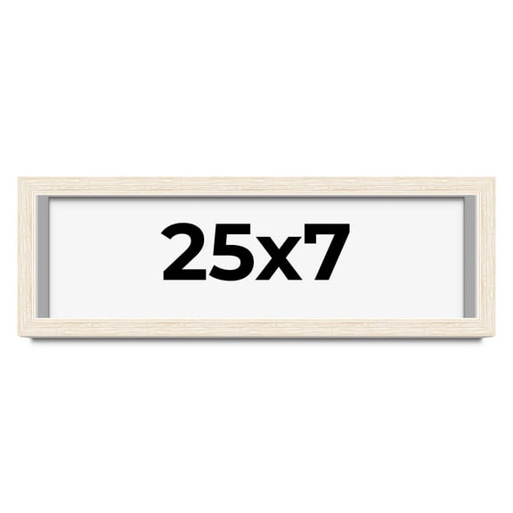 25x7 Shadow Box Frame White | 1.125 Inches Deep Real Wood Rustic Shadowbox Display Frame | UV