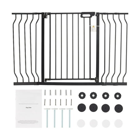 BENTISM 30" Extra Tall Baby Gate for Stairs Doorways, Fits Openings 29.5" to 57.8" Wide, Auto Close Extra Wide Dog Gate for House, Pressure Mounted Easy Walk Through Pet Gate with Door, Black