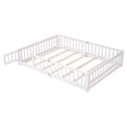 thumbnail image 4 of Queen Size Floor Bed with Fence for Kids, Wood Montessori Toddler Bed Frame with Door and Slats Support, Queen Size Platform for Girls and Boys, White, 4 of 8