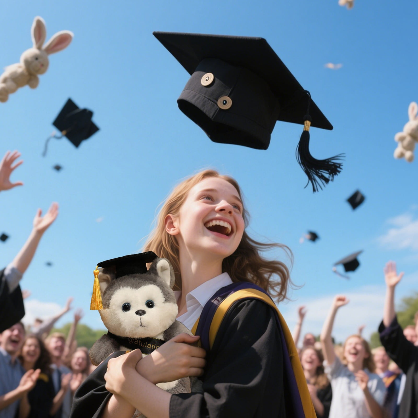 JilgTeok 3 Packs Graduation Wolf Doll with Hat Doll 2025 Graduation Plush Keepsake Gift Adorable Celebration Souvenir Home Decoration 4.7inch