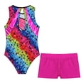 thumbnail image 4 of Alvivi Kids Girls Gymnastics Ballet Dance Leotard with Shorts Set 2 Piece Athletic Tracksuit Biketard Rose 4, 4 of 7