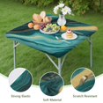 thumbnail image 4 of Teal Gold Marble Pattern Square Fitted Tablecloth with Elastic Edge,Square Table Cover,Washable Elastic Table Cover for Home Kitchen Party Decor 34"x34", 4 of 6