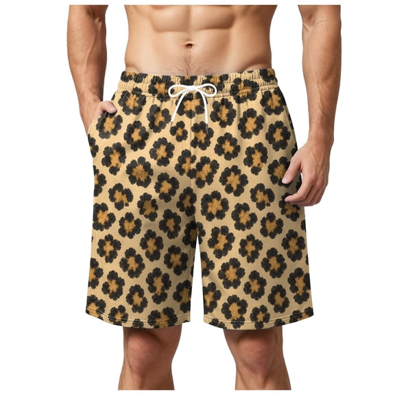 Zshosam Workout Shorts Men Big and Tall Men's Shorts Elastic Waist Athletic Sweat Shorts with Zipper Pockets (Beige,L)