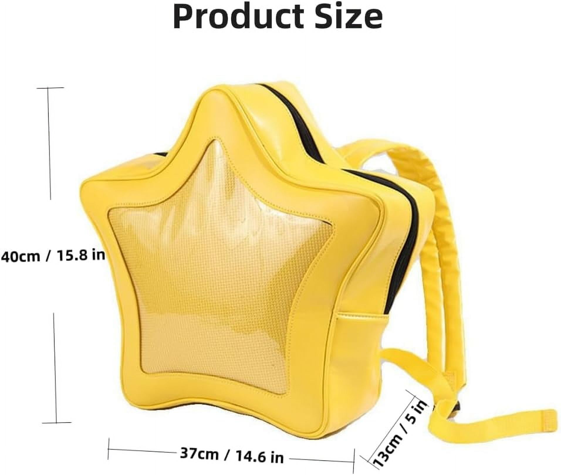 Yellow Star Kawaii Backpack PU Leather Ita Bag Backpack Y2k Shoulder Bag Aesthetic Cute Backpack (Yellow)