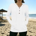 thumbnail image 4 of Women's UPF 50+ Sun Protection Shirts Women's Sports V-neck Sun Protection Hooded Solid Color Front Decorated Button Long Sleeve Top, 4 of 7
